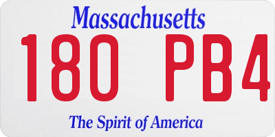 MA license plate 180PB4