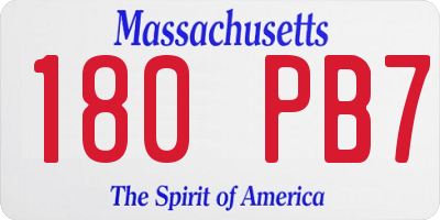 MA license plate 180PB7