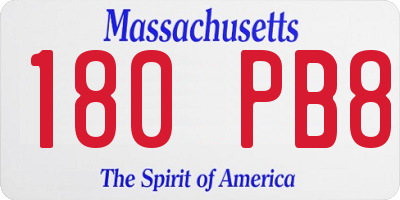 MA license plate 180PB8