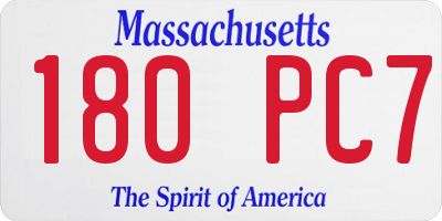 MA license plate 180PC7