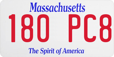 MA license plate 180PC8