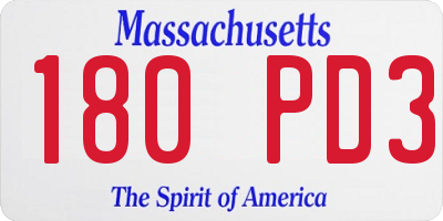 MA license plate 180PD3