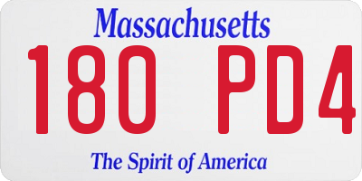 MA license plate 180PD4