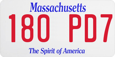MA license plate 180PD7