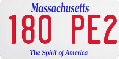 MA license plate 180PE2
