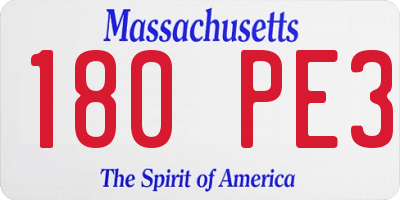 MA license plate 180PE3