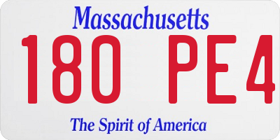 MA license plate 180PE4