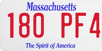MA license plate 180PF4