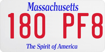 MA license plate 180PF8