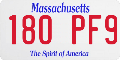 MA license plate 180PF9