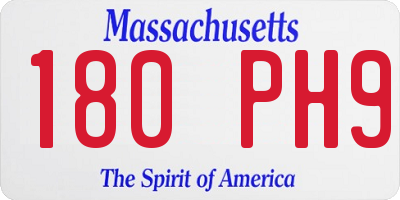 MA license plate 180PH9
