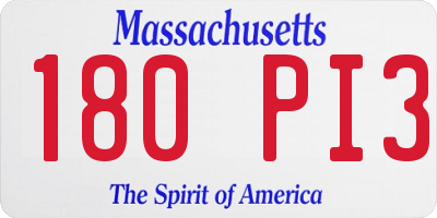 MA license plate 180PI3