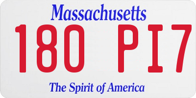 MA license plate 180PI7