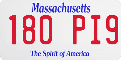 MA license plate 180PI9