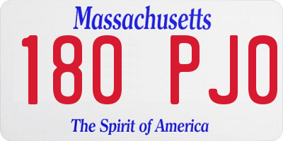 MA license plate 180PJ0