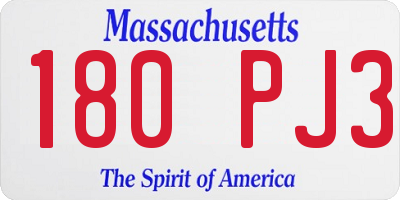 MA license plate 180PJ3
