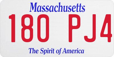 MA license plate 180PJ4