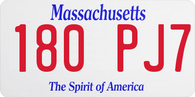 MA license plate 180PJ7