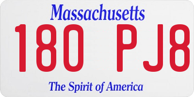 MA license plate 180PJ8
