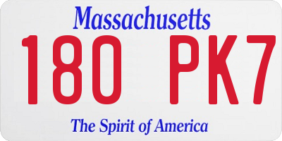 MA license plate 180PK7