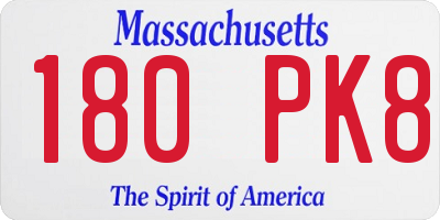 MA license plate 180PK8