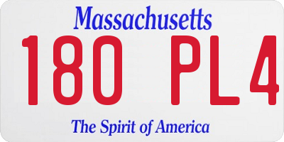 MA license plate 180PL4