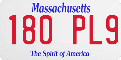 MA license plate 180PL9