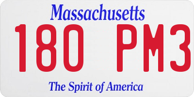 MA license plate 180PM3
