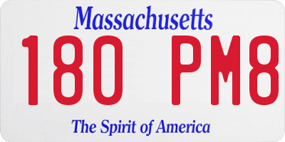 MA license plate 180PM8