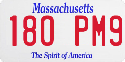 MA license plate 180PM9