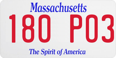 MA license plate 180PO3