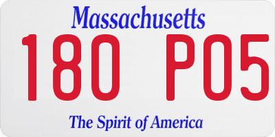 MA license plate 180PO5