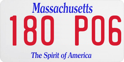MA license plate 180PO6