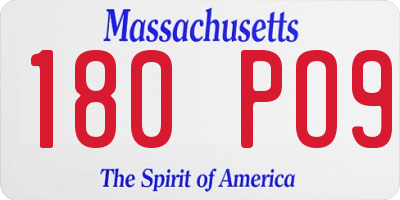 MA license plate 180PO9