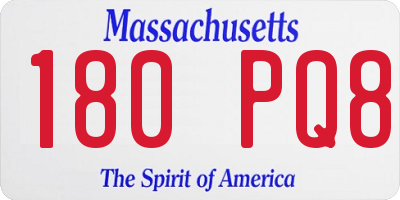 MA license plate 180PQ8