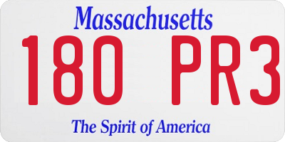 MA license plate 180PR3
