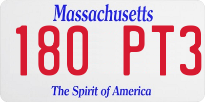 MA license plate 180PT3