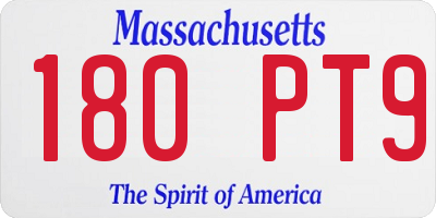 MA license plate 180PT9
