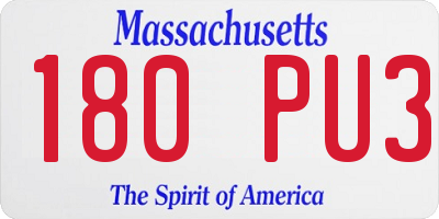 MA license plate 180PU3