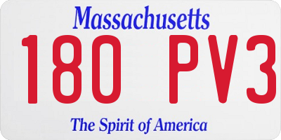 MA license plate 180PV3