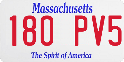 MA license plate 180PV5