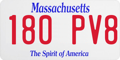 MA license plate 180PV8
