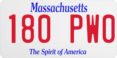 MA license plate 180PW0