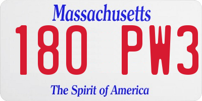 MA license plate 180PW3