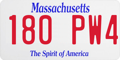 MA license plate 180PW4