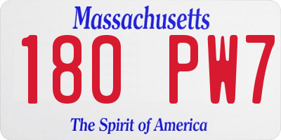 MA license plate 180PW7