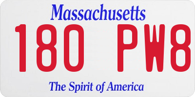 MA license plate 180PW8