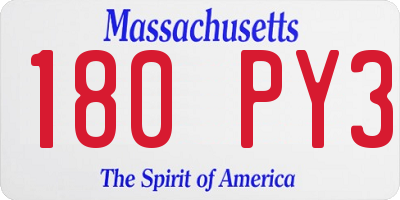MA license plate 180PY3