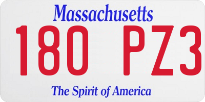 MA license plate 180PZ3