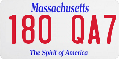 MA license plate 180QA7